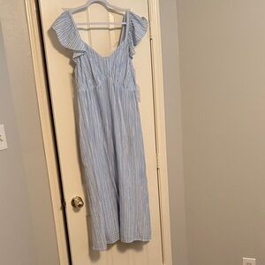 Blue Striped Ruffle Dress